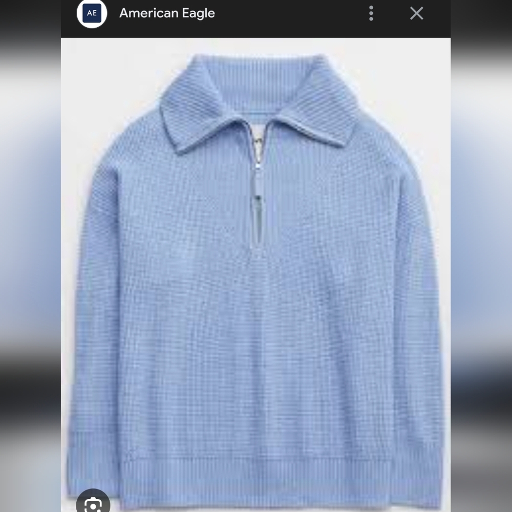 Aerie Light Blue Quarter Zip Sweater